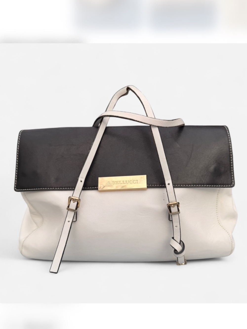 A. Bellucci Two-Tone Leather Satchel in Black and Cream
